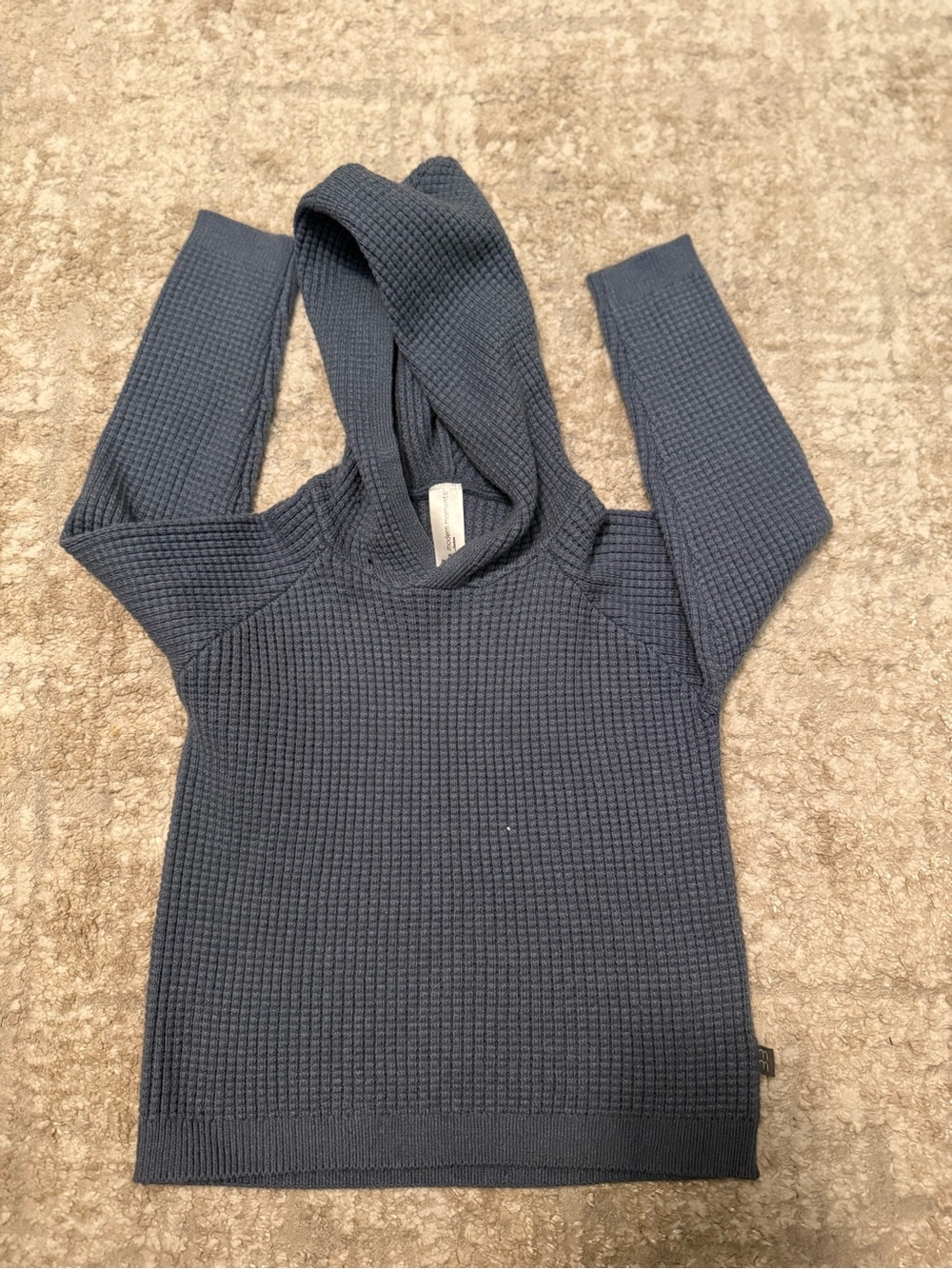 Modern Moments Kids Hooded Waffle-Knit Pullover — Navy size 3T